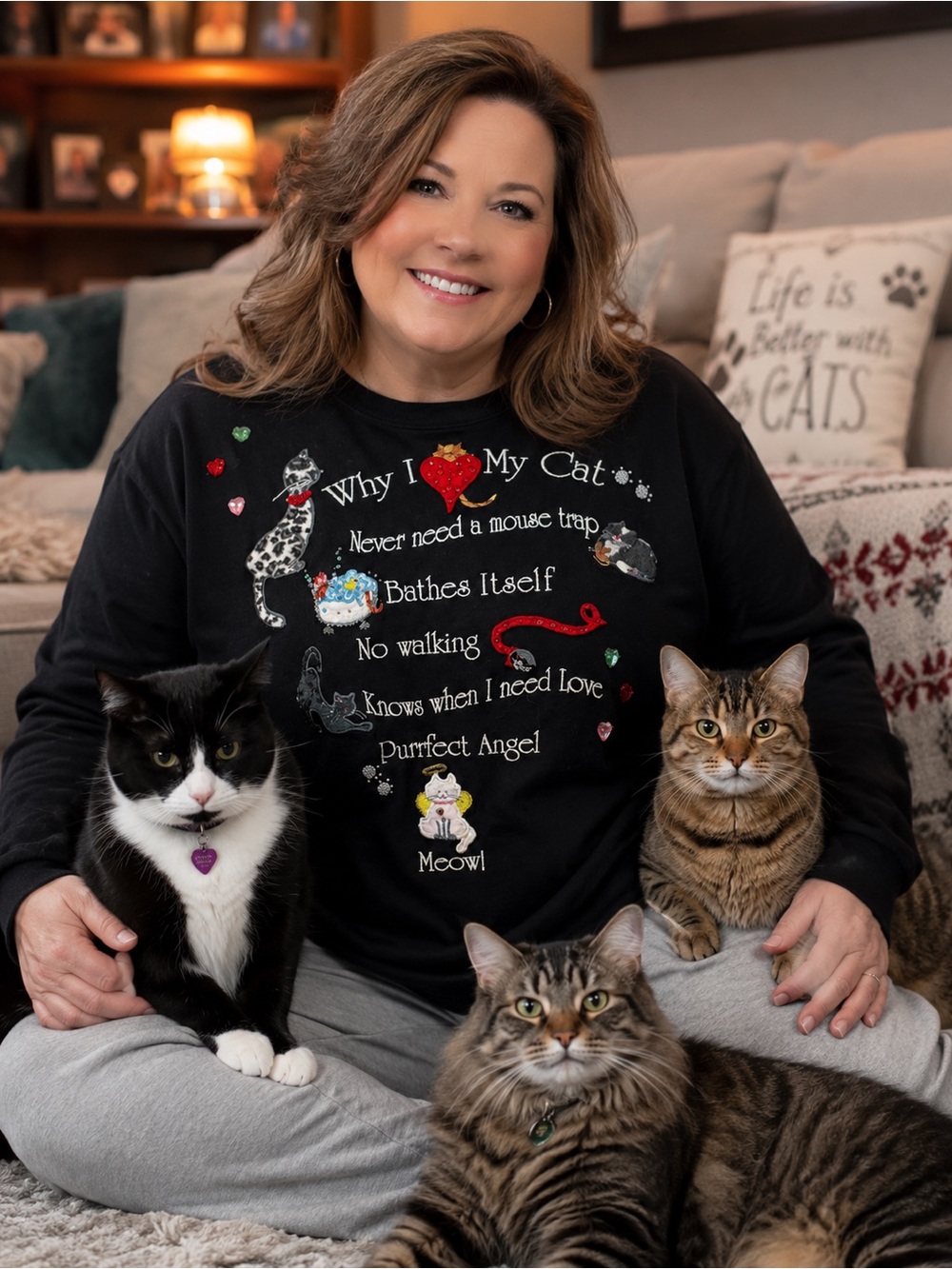 Why I Love My Cat Sweatshirt Black Size 3X Tacky Cat Passion